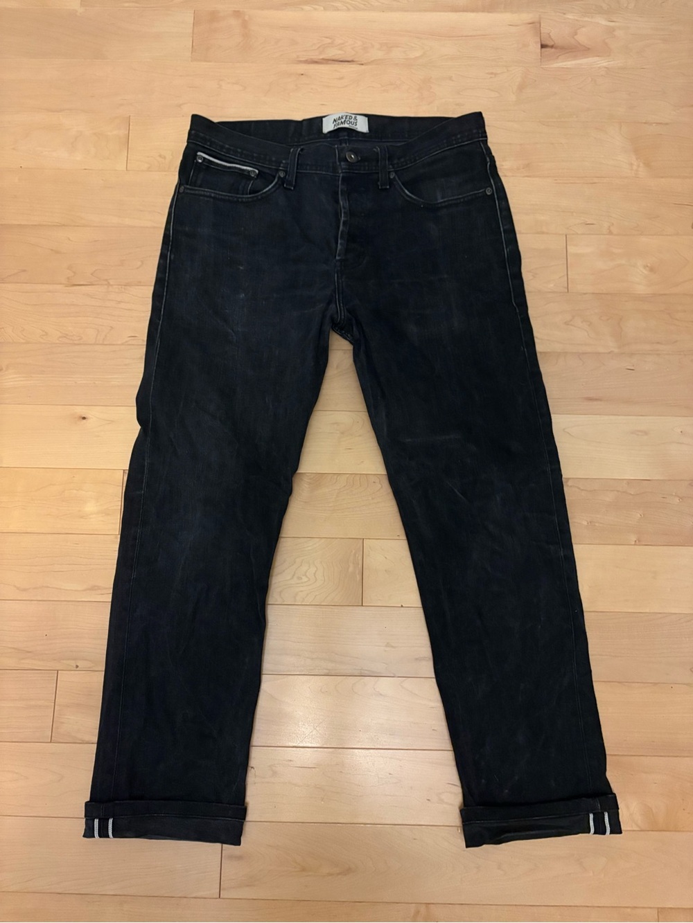 Naked & Famous Black Cobra Stretch Selvedge Weird Fit Tag:33 Actual:32x27